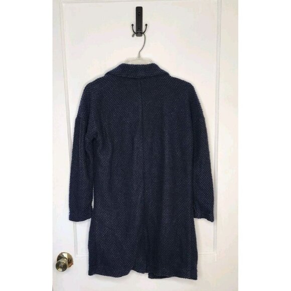 MARINE LAYER Birdseye-Knit Open-Front Cardigan Sweater Pockets Blue Size XS - Picture 2 of 4